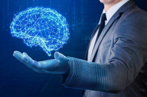 άντρας, χέρι- έναν υγιή εγκέφαλο