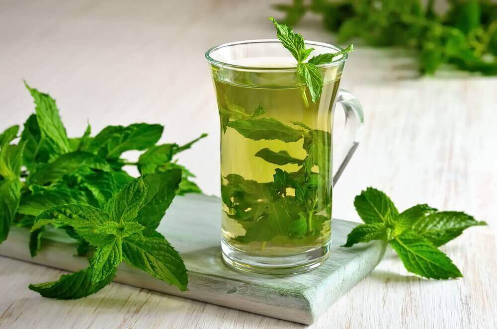 Τσάι μέντας σε ποτήρι